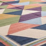 Multicolor Handwoven Cotton Rug | Contemporary Geometric Area Rug for Living Room and Bedroom - Image 4