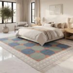 Premium Cotton Rug | Bold Blue & Green Rug Geometric Design for Contemporary Home Decor