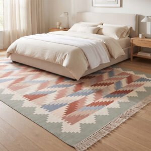 Premium Handwoven Cotton Rug | Contemporary Modern Multicolor Design for Elegant Living Room Interiors