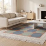 Premium Cotton Rug | Bold Blue & Green Rug Geometric Design for Contemporary Home Decor - Image 2