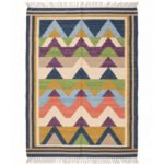 Modern Patterned Handwoven Cotton Rug | Multicolor Geometric Area Rug for Contemporary Home Decor - Image 5