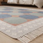 Premium Cotton Rug | Bold Blue & Green Rug Geometric Design for Contemporary Home Decor - Image 3