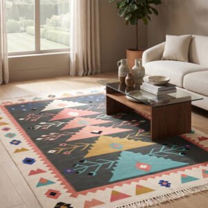 Rustic Heritage Cotton Rug | Handcrafted Classic Design for Living Room and Bedroom Decor