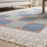 Premium Cotton Rug | Bold Blue & Green Rug Geometric Design for Contemporary Home Decor - Image 4