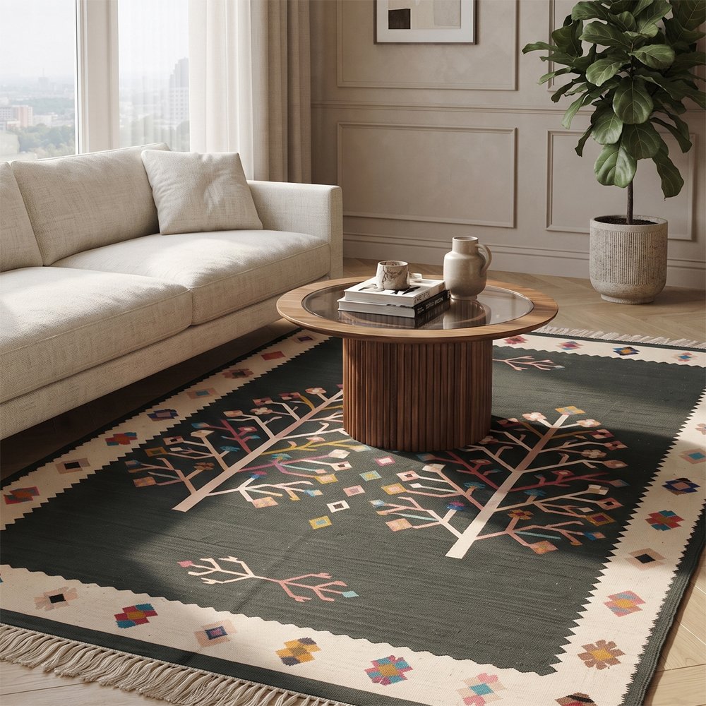 337 Premium Traditional Cotton Rug | Artisan Handcrafted Pattern for Refined Living Room Interiors - Image 1