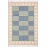 Contemporary Handwoven Cotton Rug | Blue & Green Rug Refined Geometric Pattern for Modern Interiors - Image 5