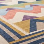 Modern Patterned Handwoven Cotton Rug | Multicolor Geometric Area Rug for Contemporary Home Decor - Image 4