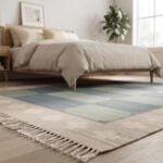 Contemporary Handwoven Cotton Rug | Blue & Green Rug Refined Geometric Pattern for Modern Interiors - Image 3