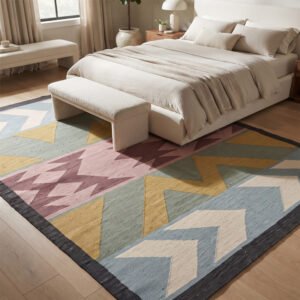 Modern Abstract Cotton Rug | Handcrafted Artistic Multicolor Area Rug for Contemporary Interiors