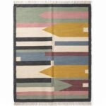 Abstract Artisan Cotton Rug | Handmade Handwoven Multicolor Area Rug for Modern Home Decor - Image 5