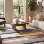 Abstract Artisan Cotton Rug | Handmade Handwoven Multicolor Area Rug for Modern Home Decor - Image 2