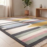 Abstract Artisan Cotton Rug | Handmade Handwoven Multicolor Area Rug for Modern Home Decor