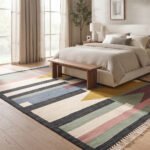 Abstract Artisan Cotton Rug | Handmade Handwoven Multicolor Area Rug for Modern Home Decor - Image 3