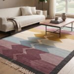 Contemporary Abstract Handwoven Cotton Rug | Mlticolor Decorative Area Rug for Modern Homes - Image 2