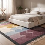 Contemporary Abstract Handwoven Cotton Rug | Mlticolor Decorative Area Rug for Modern Homes