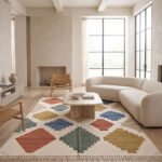 Modern Geometric Handwoven Cotton Rug | Multicolor Elegant Pattern for Contemporary Living Spaces - Image 3