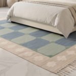 Contemporary Handwoven Cotton Rug | Blue & Green Rug Refined Geometric Pattern for Modern Interiors - Image 4