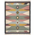 Creative Abstract Handwoven Cotton Rug | Multicolor Decorative Floor Rug for Elegant Living Spaces - Image 2