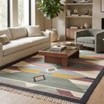 Creative Abstract Handwoven Cotton Rug | Multicolor Decorative Floor Rug for Elegant Living Spaces - Image 3
