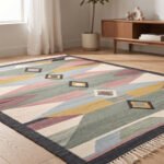 Creative Abstract Handwoven Cotton Rug | Multicolor Decorative Floor Rug for Elegant Living Spaces - Image 4
