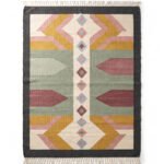 Artistic Multicolor Cotton Rug | Handmade Abstract Floor Rug for Stylish Home Interiors - Image 5