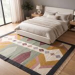 Artistic Multicolor Cotton Rug | Handmade Abstract Floor Rug for Stylish Home Interiors