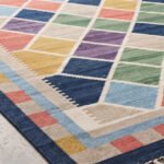 Diamond Pattern Cotton Rug | Handwoven Multicolor Geometric Area Rug for Living Room and Bedroom - Image 4