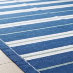 Modern Artisan Cotton Rug | Blue Striped Design for Living Room Bedroom and Home Decor - Image 4