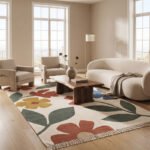 Handwoven Cotton Rug | Elegant Multicolor Floral Pattern for Living Room Bedroom and Stylish Home Decor - Image 2