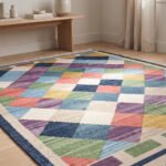 Modern Diamond Handwoven Cotton Rug | Multicolor Artisan Geometric Area Rug for Living Room Decor - Image 3