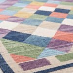 Modern Diamond Handwoven Cotton Rug | Multicolor Artisan Geometric Area Rug for Living Room Decor - Image 4