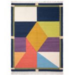 Handcrafted Geometric Cotton Rug | Modern Mlticolor Handwoven Floor Rug for Stylish Interior Spaces - Image 5