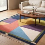 Handcrafted Geometric Cotton Rug | Modern Mlticolor Handwoven Floor Rug for Stylish Interior Spaces - Image 2