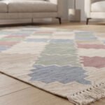 Geometric Shapes Cotton Rug | Handwoven Multicolor Modern Area Rug for Living Room and Bedroom - Image 4