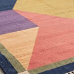Handcrafted Geometric Cotton Rug | Modern Mlticolor Handwoven Floor Rug for Stylish Interior Spaces - Image 4