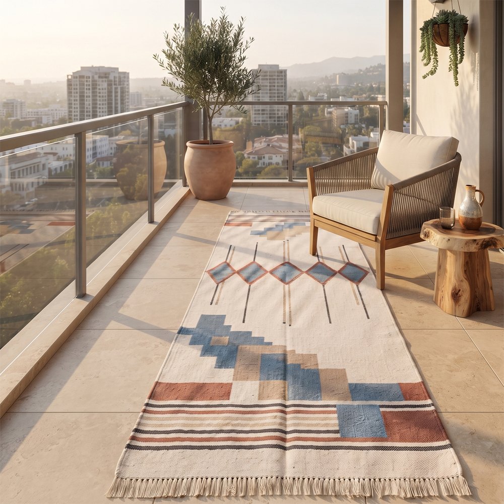 5 Premium Handmade Cotton Runner 2.5x8 ft – Minimal Artisan Multicolor Rug for Modern Home Décor - Image 1