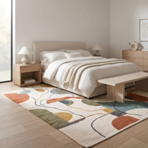 Elegant Handcrafted Cotton Rug | Multicolor Abstract Artistic Design for Refined Living Spaces and Stylish Interiors