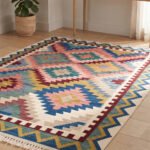 Traditional Handwoven Cotton Rug | Multicolor Classic Pattern Area Rug for Living Room and Bedroom - Image 3