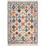 Geometric Shapes Handwoven Cotton Rug | Modern Multicolor Decorative Area Rug for Home Interiors - Image 5
