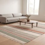 Modern Handwoven Cotton Rug | Elegant Multicolor Striped Pattern for Contemporary Living Spaces - Image 3