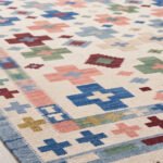 Geometric Shapes Handwoven Cotton Rug | Modern Multicolor Decorative Area Rug for Home Interiors - Image 4
