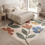 Handwoven Cotton Rug | Elegant Multicolor Floral Pattern for Living Room Bedroom and Stylish Home Decor - Image 3