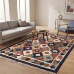 Contemporary Patterned Cotton Rug | Modern Multicolor Geometric Handwoven Area Rug for Living Spaces - Image 2