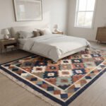 Contemporary Patterned Cotton Rug | Modern Multicolor Geometric Handwoven Area Rug for Living Spaces