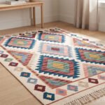 Unique Geometric Handwoven Cotton Rug | Contemporary Multicolor Area Rug for Modern Home Decor - Image 3