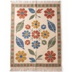 Premium Handwoven Cotton Rug | Artistic Multicolor Floral Pattern Area Rug for Elegant Home Interiors - Image 5