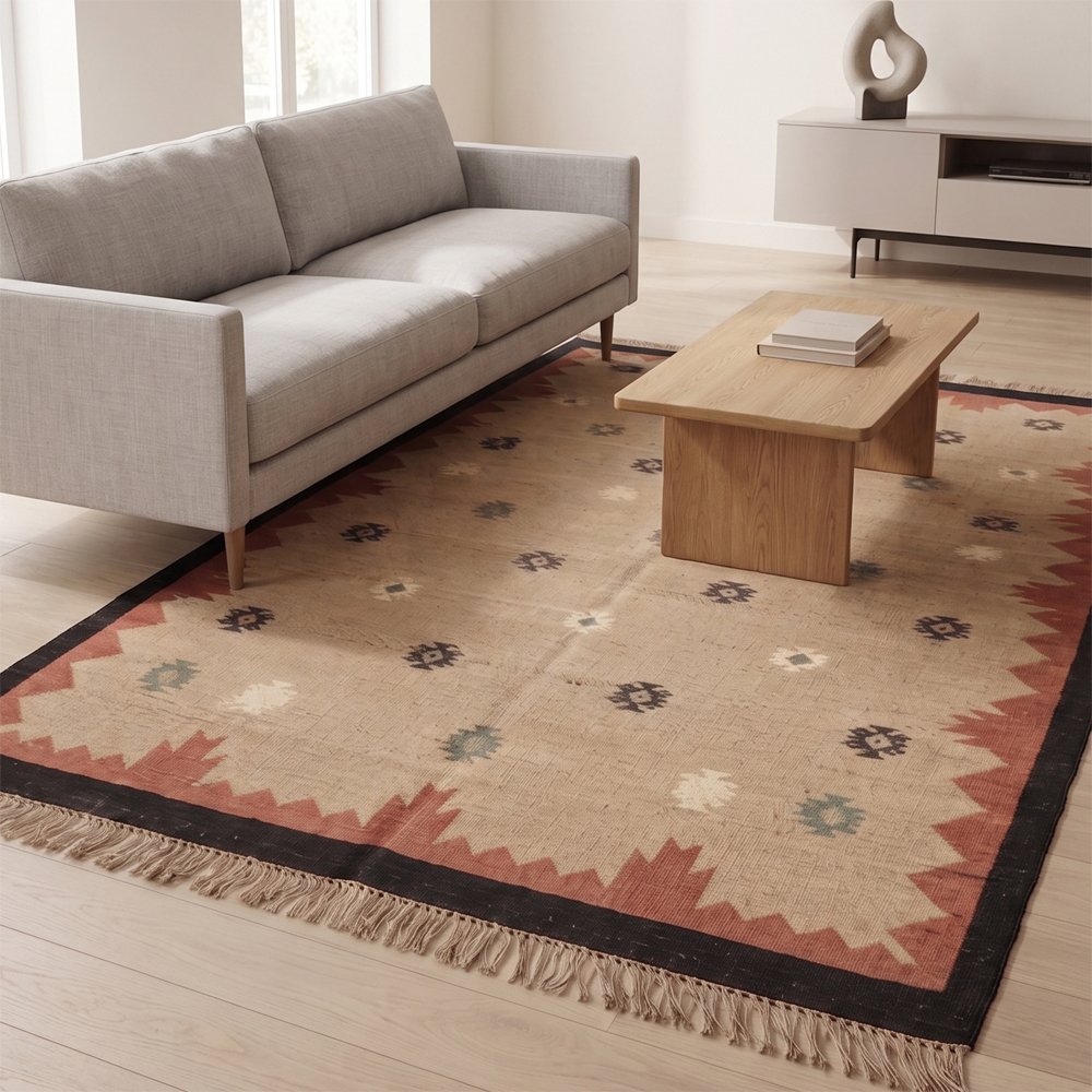 71 Aesthetic Modern Cotton Rug | Artisan Handcrafted Brown Area Rug for Elegant Home Interiors - Image 1