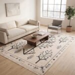 Elegant Handwoven Cotton Rug | Artistic Floral Design for Premium Living Room Bedroom and Timeless Home Decor