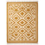 Modern Geometric Handwoven Yellow Cotton Rug | Elegant Pattern for Contemporary Living Spaces - Image 5