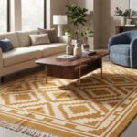 Modern Geometric Handwoven Yellow Cotton Rug | Elegant Pattern for Contemporary Living Spaces - Image 2